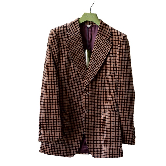 size 48 M - Gucci Polka Dot Print Blazer Brown Suit Jacket - Picture 6 of 10